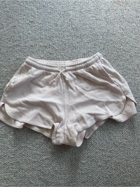 Brandy Melville Pale Pink Waffle Drawstring Athletic Shorts
